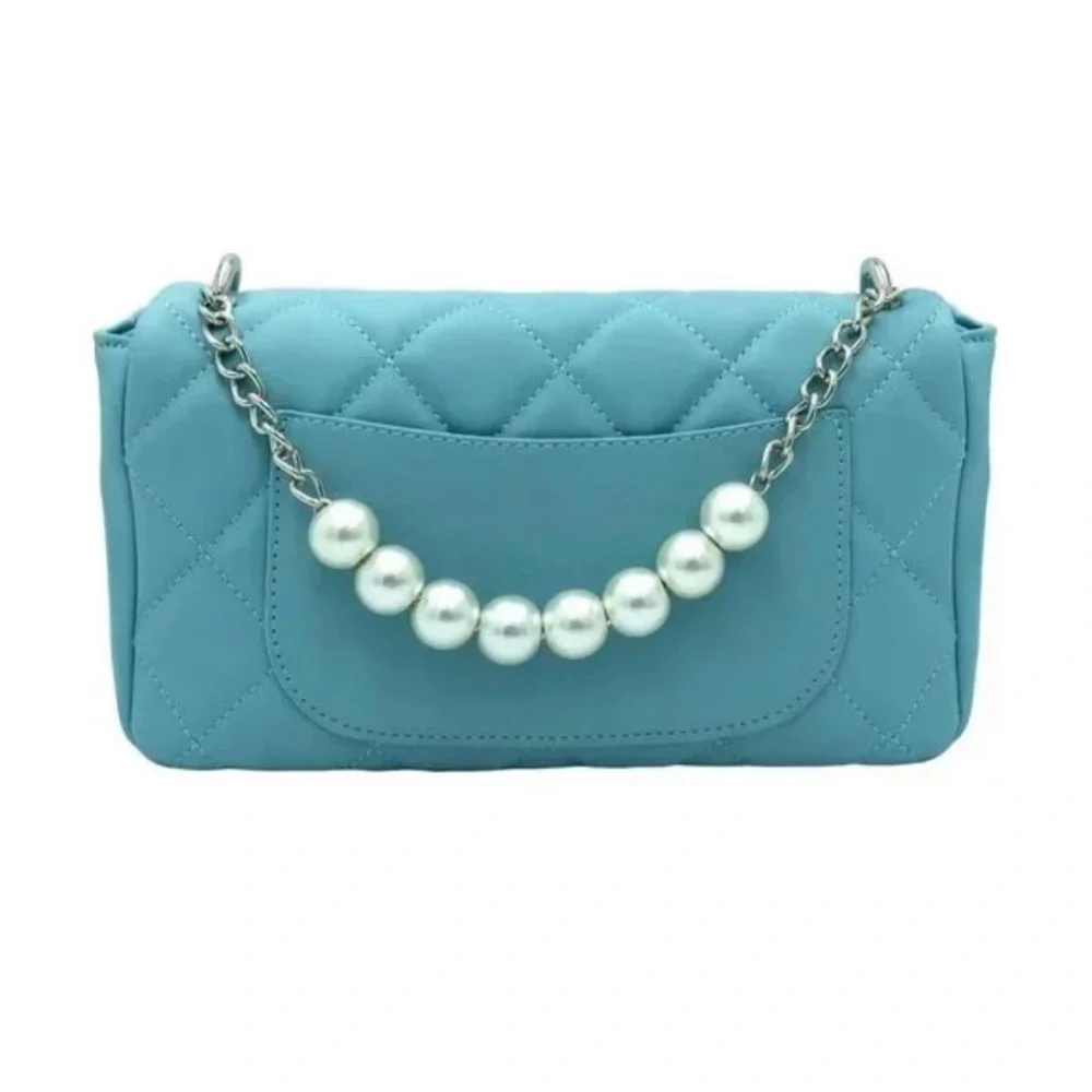 NWT! Badgley Mischka Light Blue Round Letter Lock crossbody bag. - Picture 3 of 10